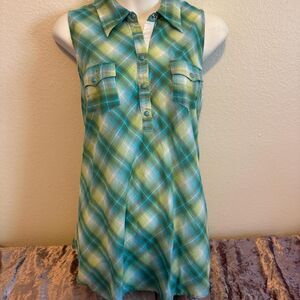 Tin Haul Women's Sleeveless Button Down Tank Top